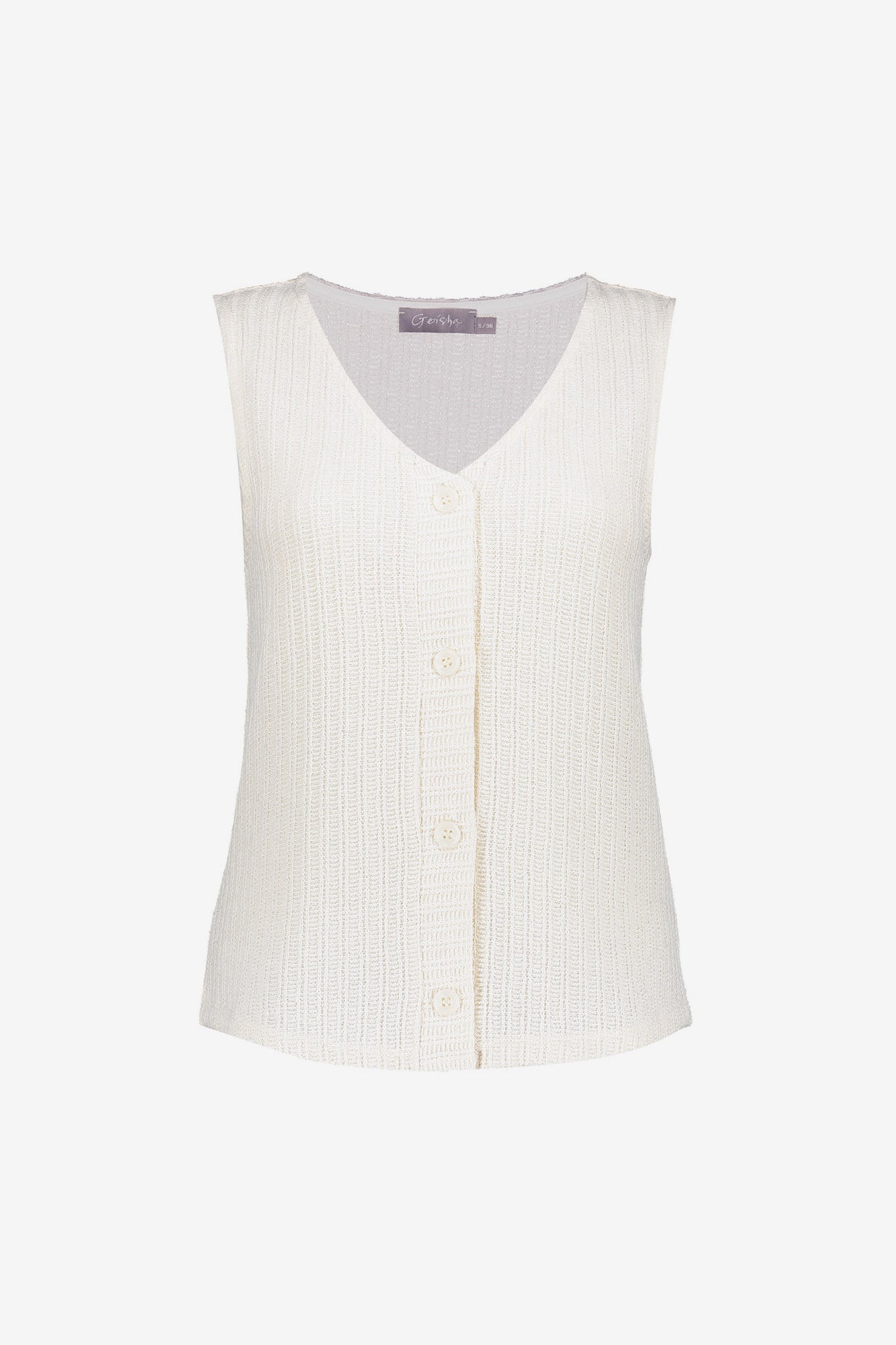 Geisha dames gebreide singlet met knoopjes
