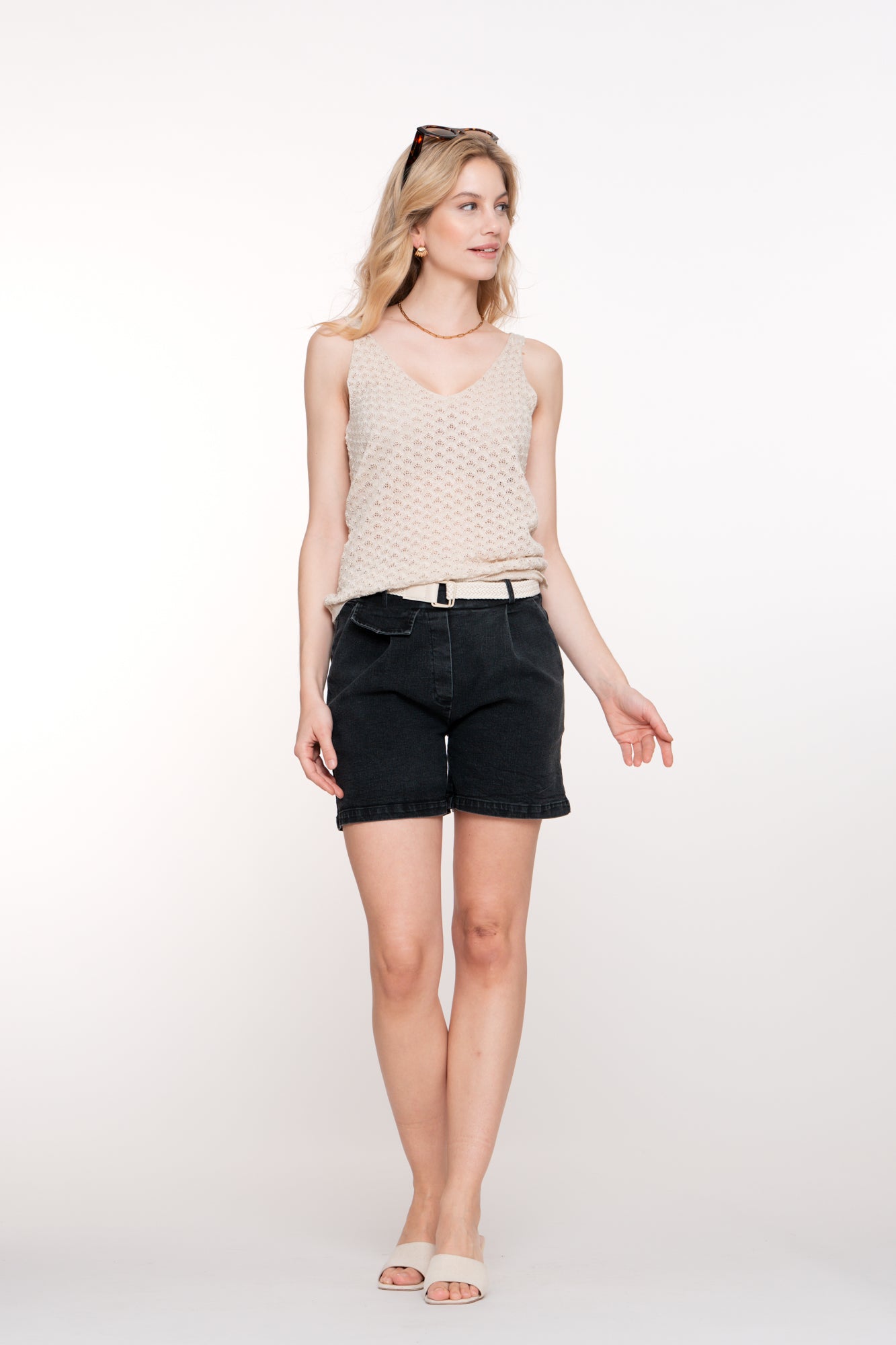 Geisha dames ajour top met lurex