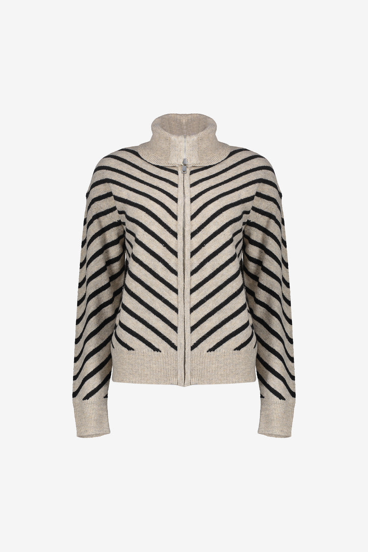 Geisha dames vest met opstaande kraag en streepdessin