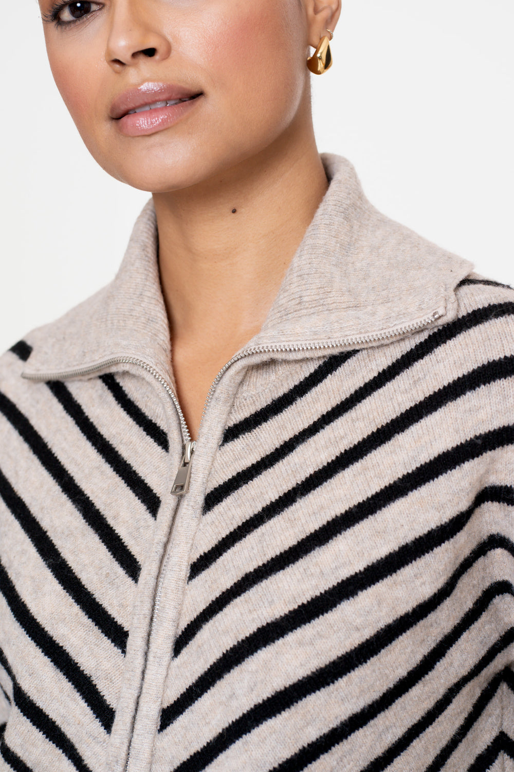 Geisha dames vest met opstaande kraag en streepdessin