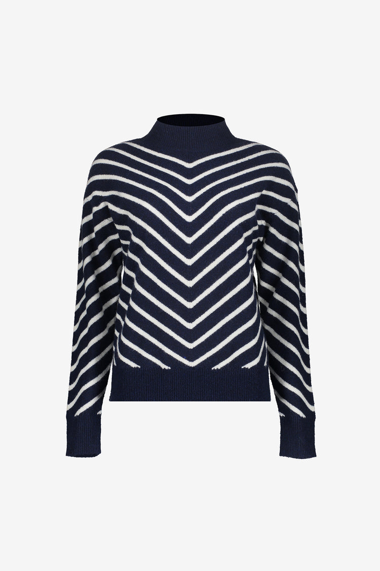 Geisha dames trui met streepdessin en turtleneck