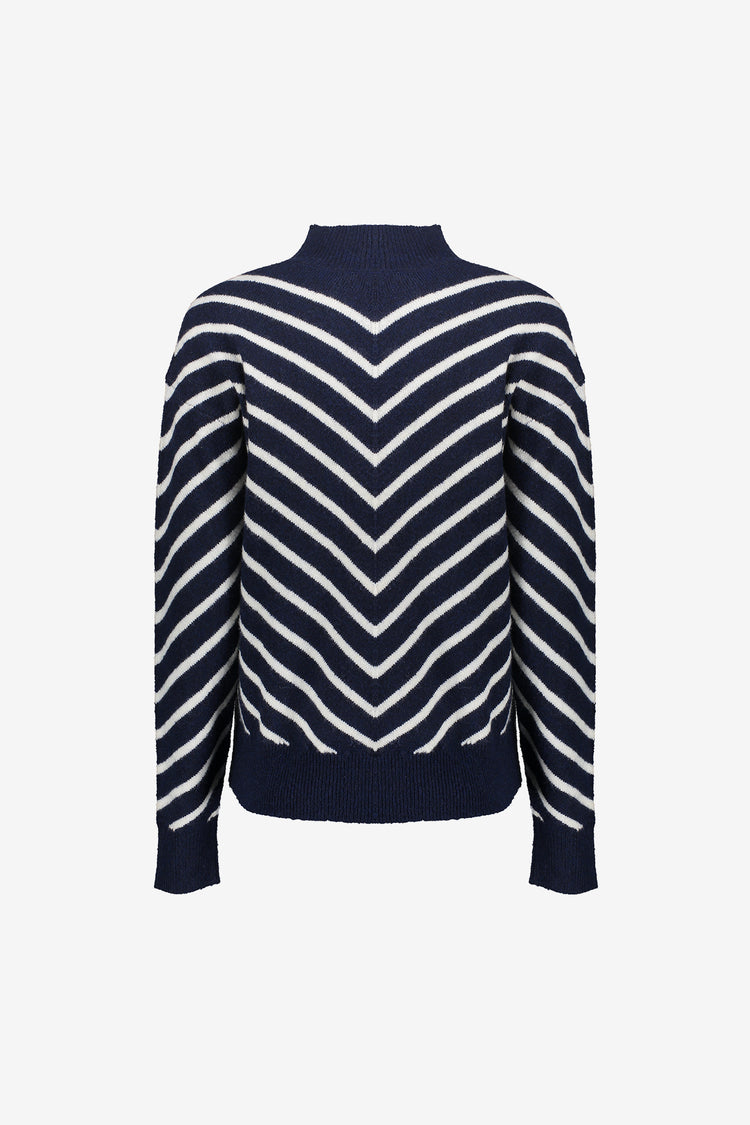 Geisha dames trui met streepdessin en turtleneck