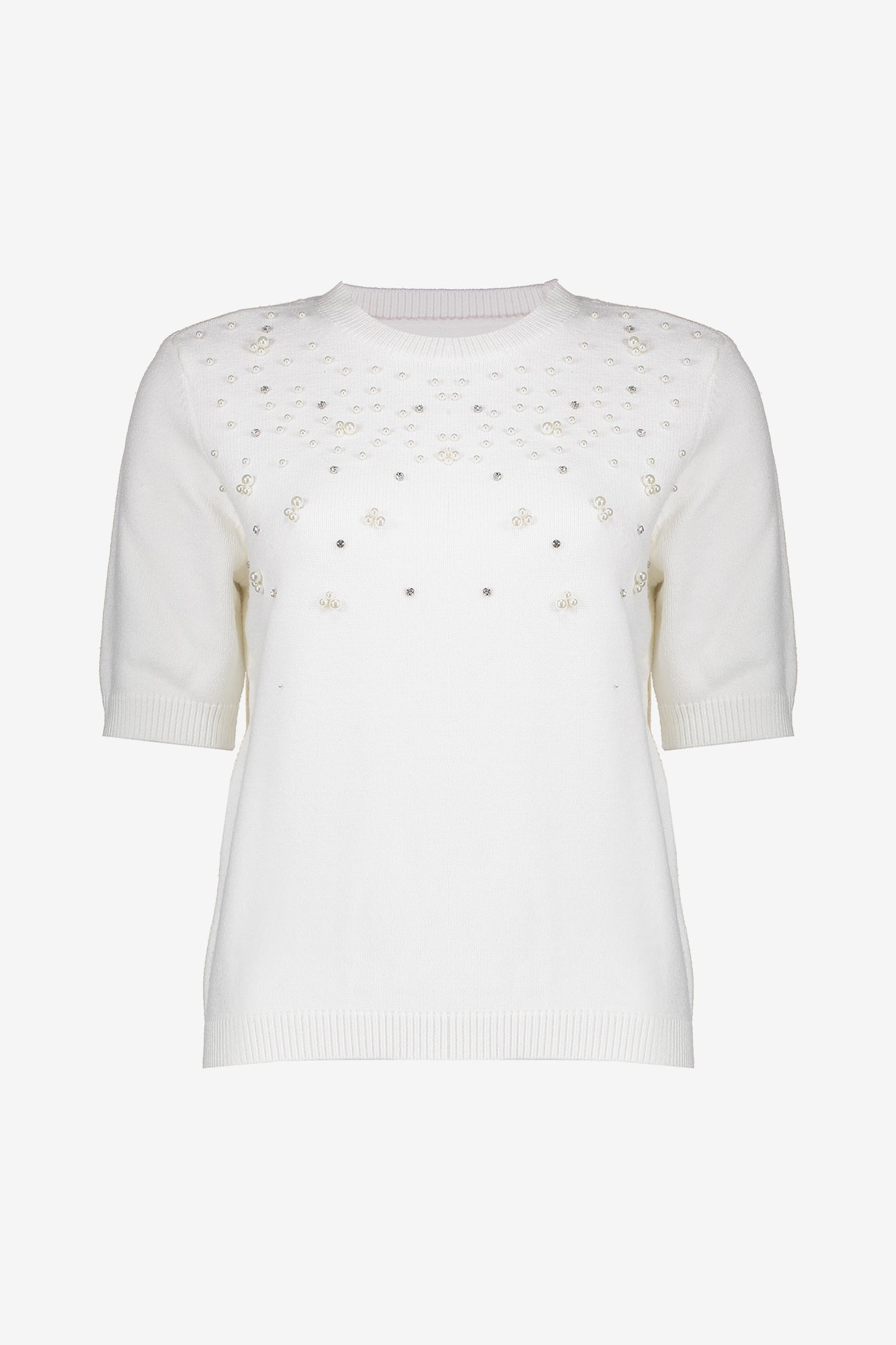 Geisha dames pullover met korte mouwen en parels