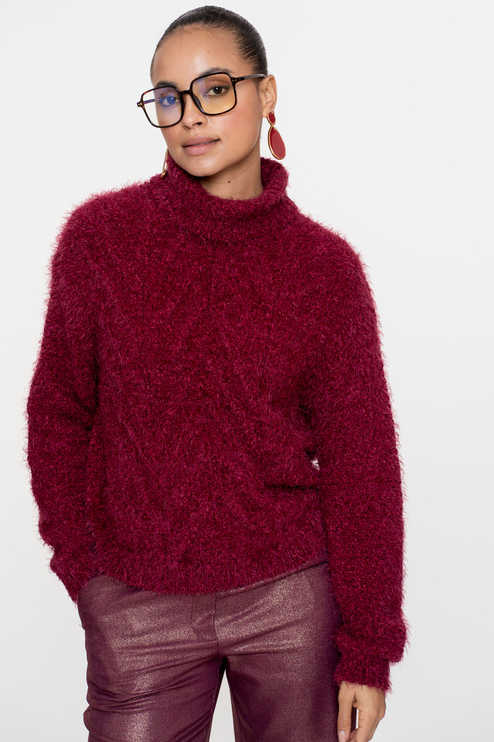 Geisha dames Kabeltrui met turtleneck