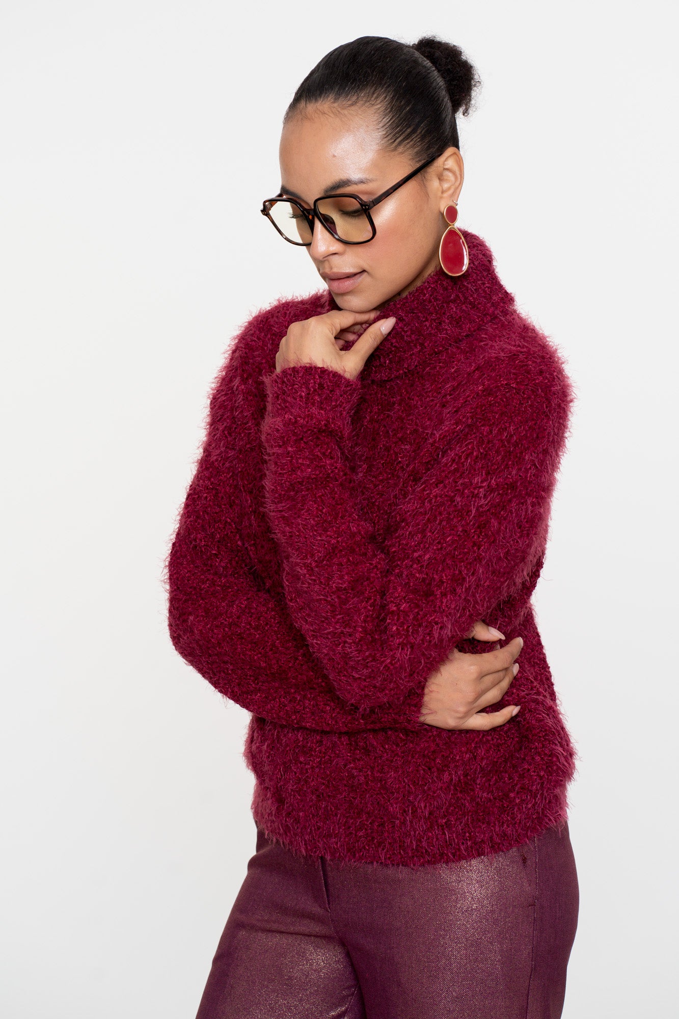 Geisha dames Kabeltrui met turtleneck