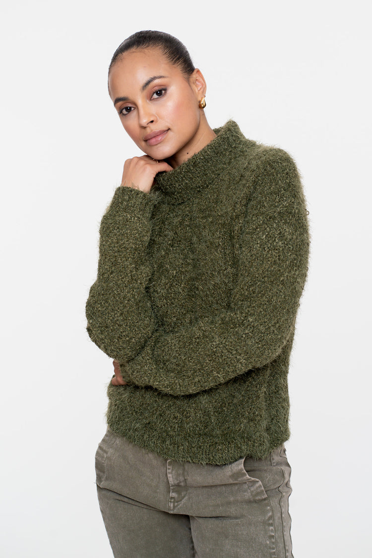 Geisha dames kabeltrui met turtleneck