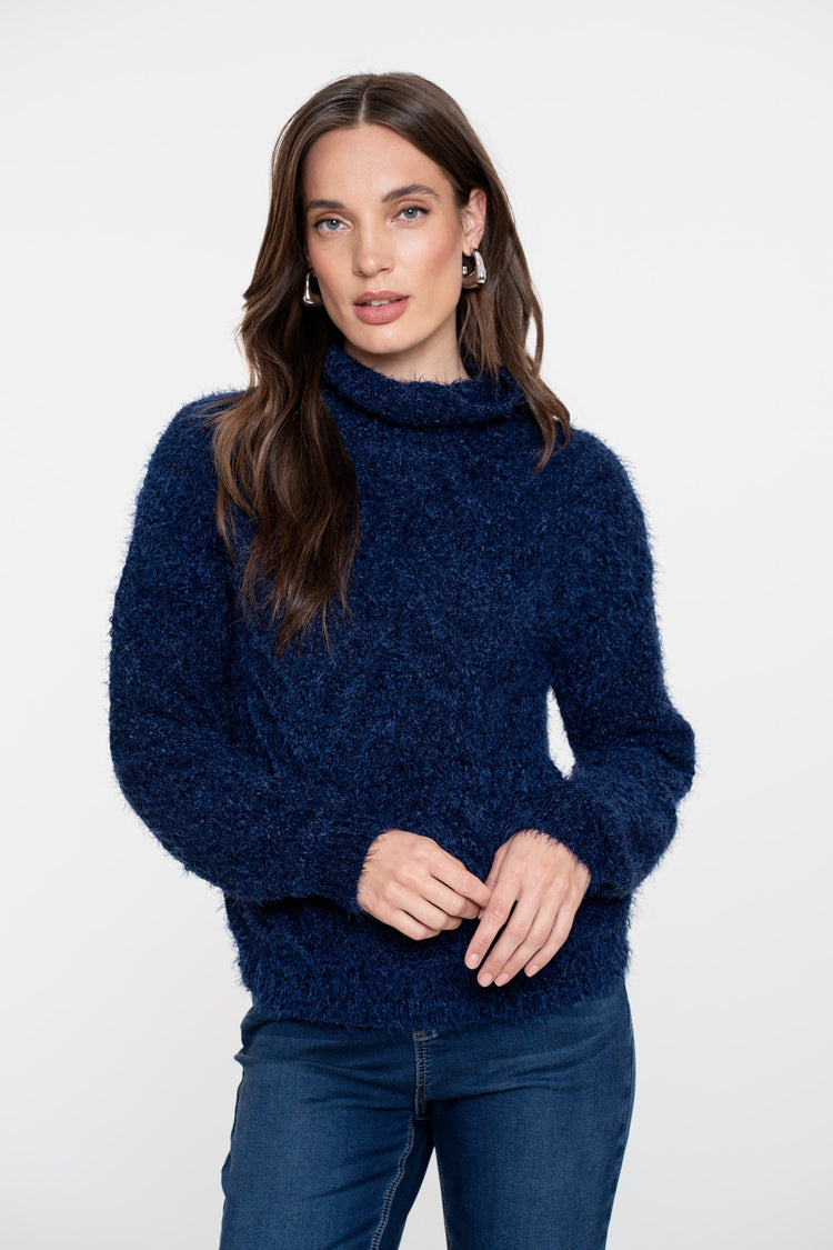 Geisha dames Kabeltrui met turtleneck
