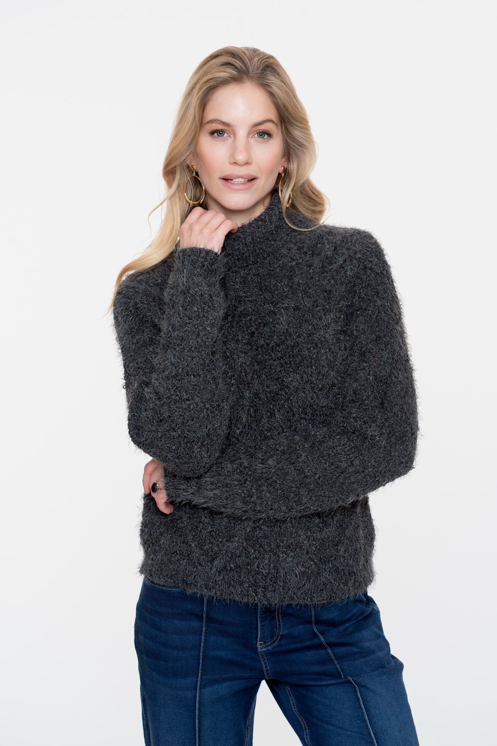Geisha dames kabeltrui met turtleneck