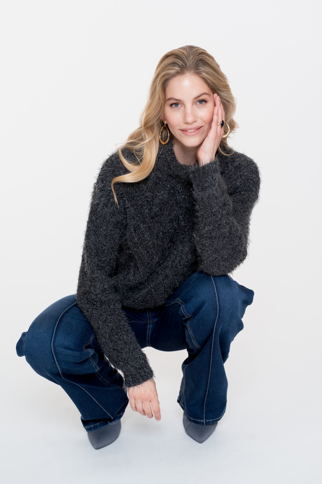 Geisha dames kabeltrui met turtleneck