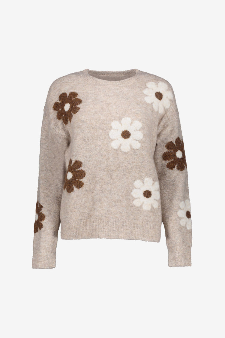 Geisha dames trui met embroided flower print