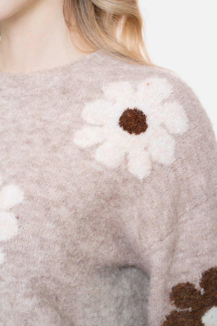 Geisha dames trui met embroided flower print