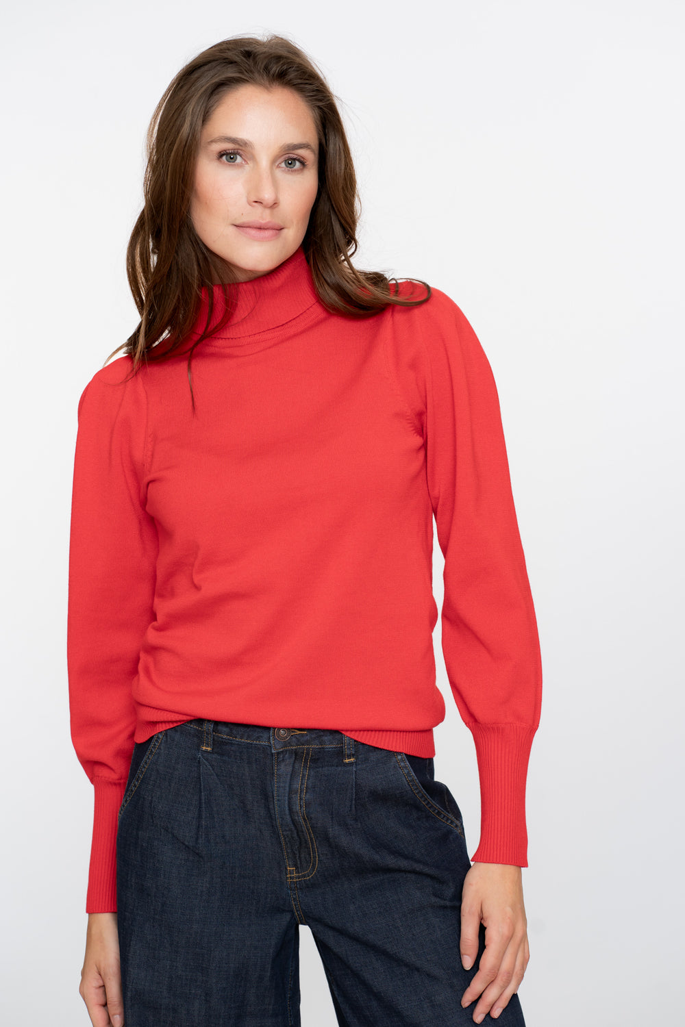 Geisha dames basic trui met pofmouwen