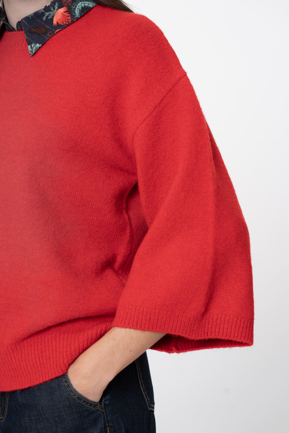 Geisha dames pullover met 3/4 wijde mouwen