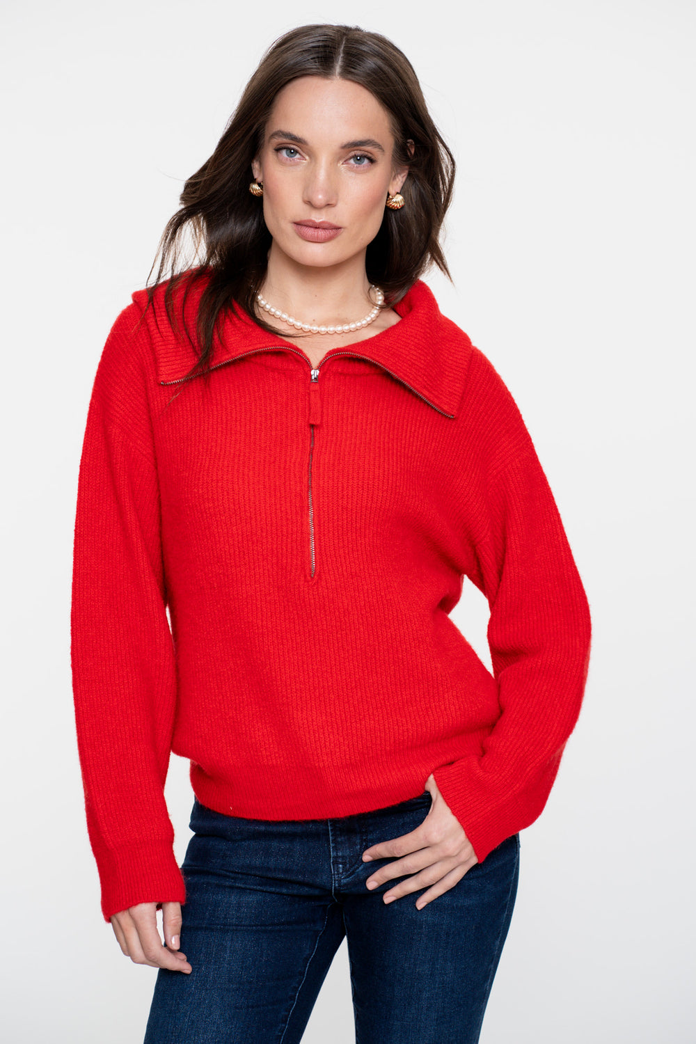 Geisha dames gebreide trui met hoge zip up kraag