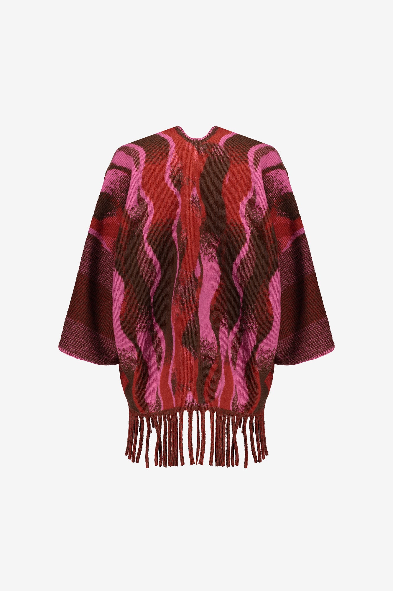 Geisha dames poncho met swirlprint en franjes