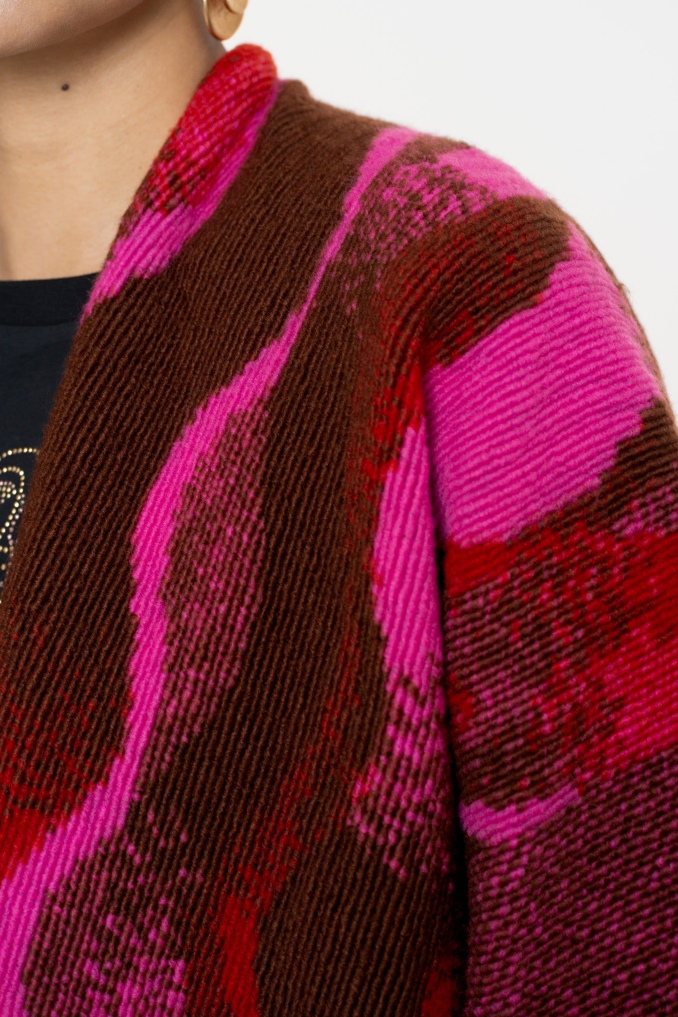 Geisha dames poncho met swirlprint en franjes