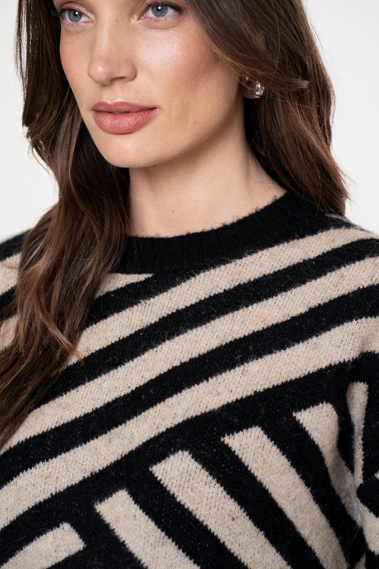 Geisha dames trui met streepdessin