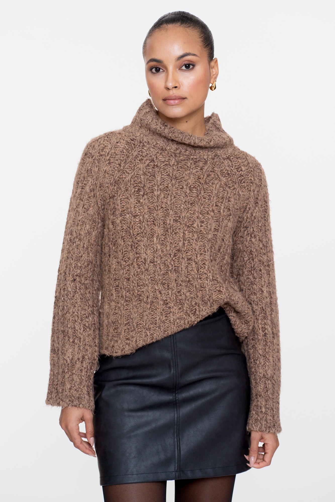 Geisha dames melange pullover met opstaande kraag