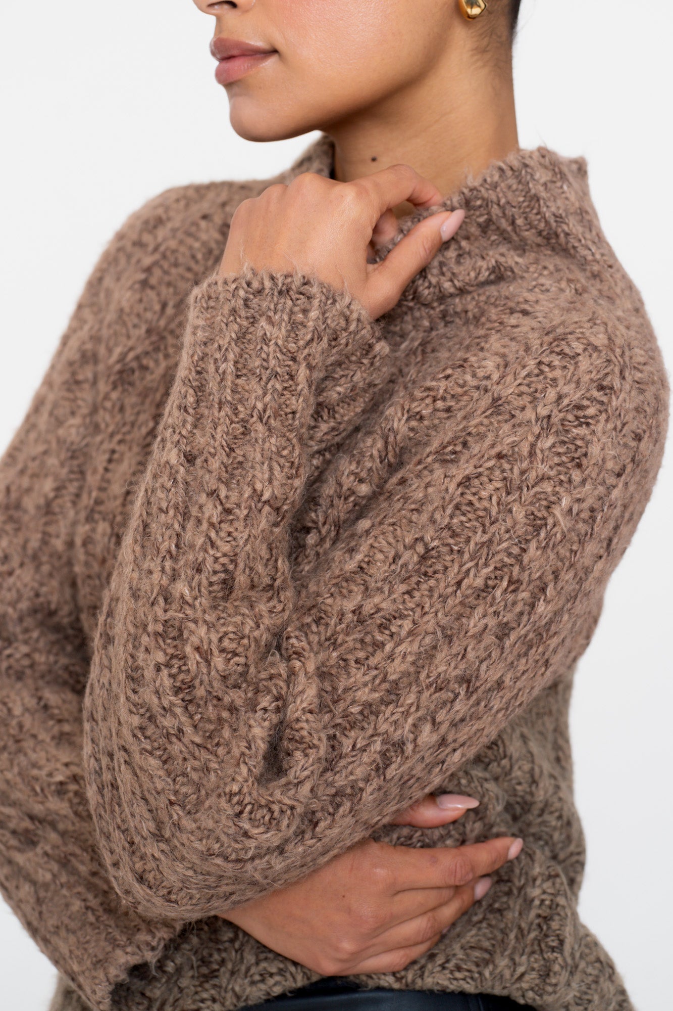 Geisha dames melange pullover met opstaande kraag