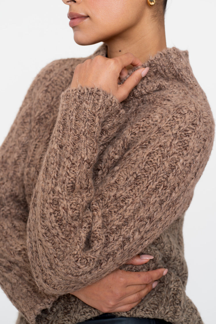 Geisha dames melange pullover met opstaande kraag