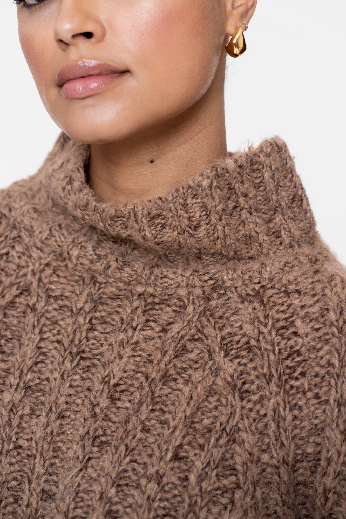 Geisha dames melange pullover met opstaande kraag