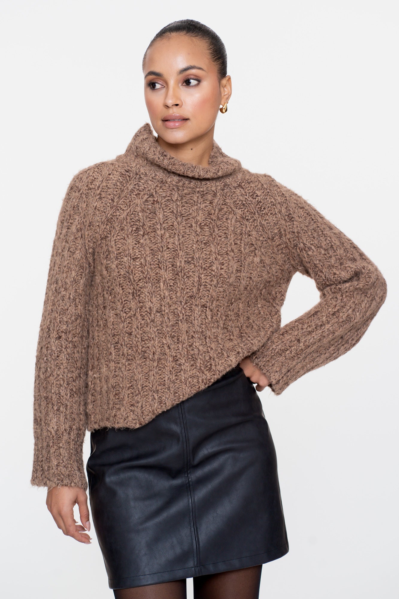 Geisha dames melange pullover met opstaande kraag