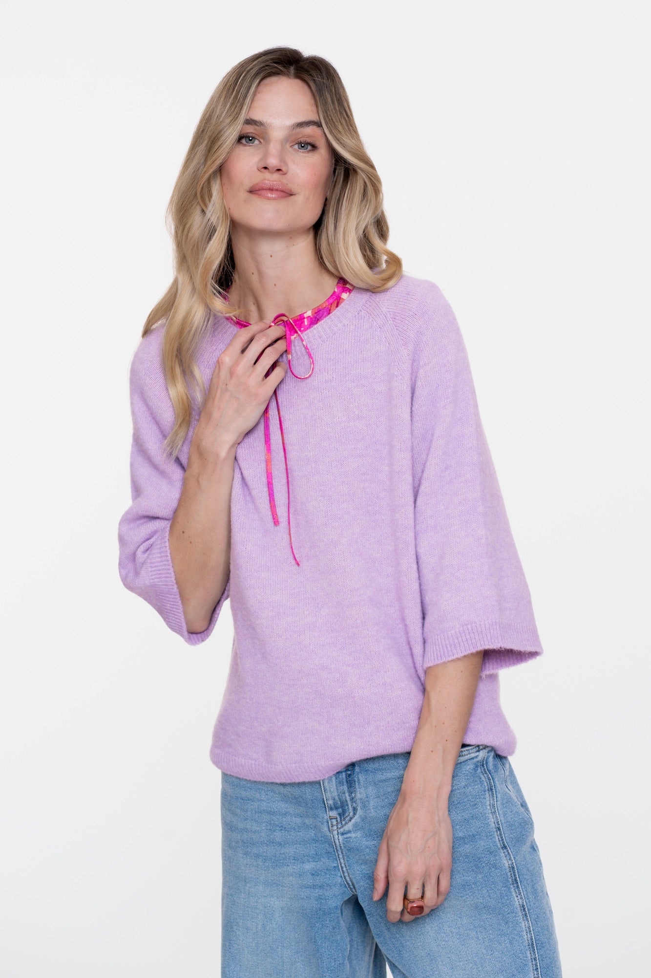 Geisha dames pullover met 3/4 wijde mouwen
