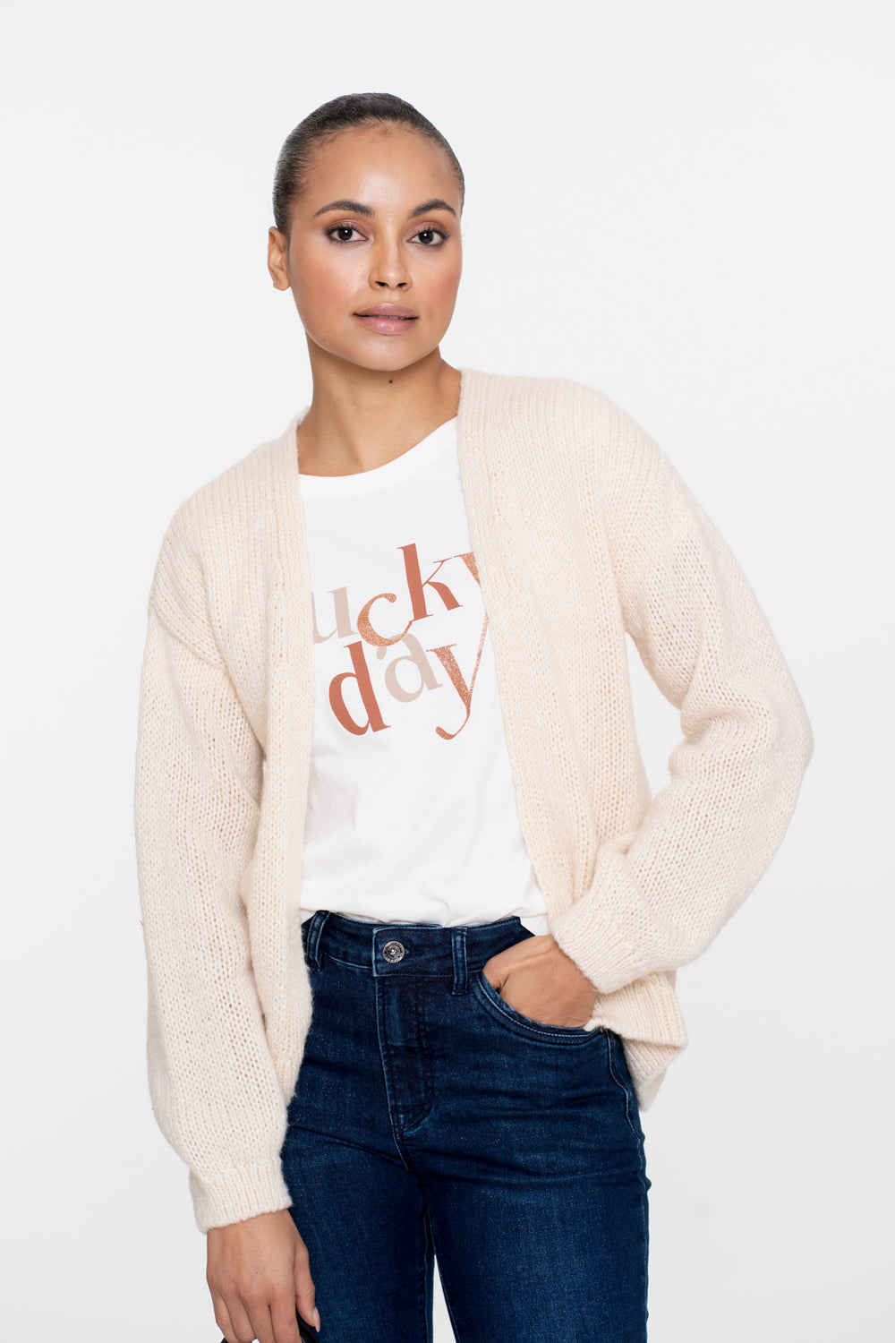 Geisha dames basic gebreid vest in effen kleur