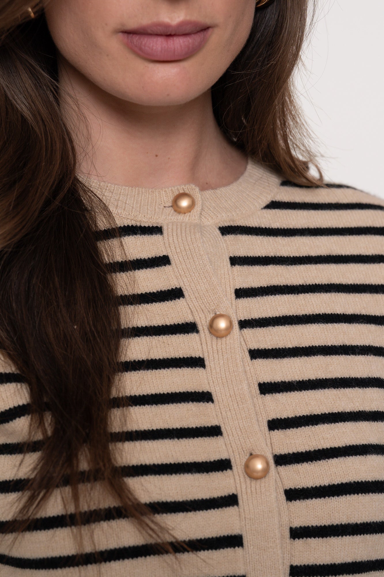 Geisha dames klassiek gestreept vest met gouden buttons