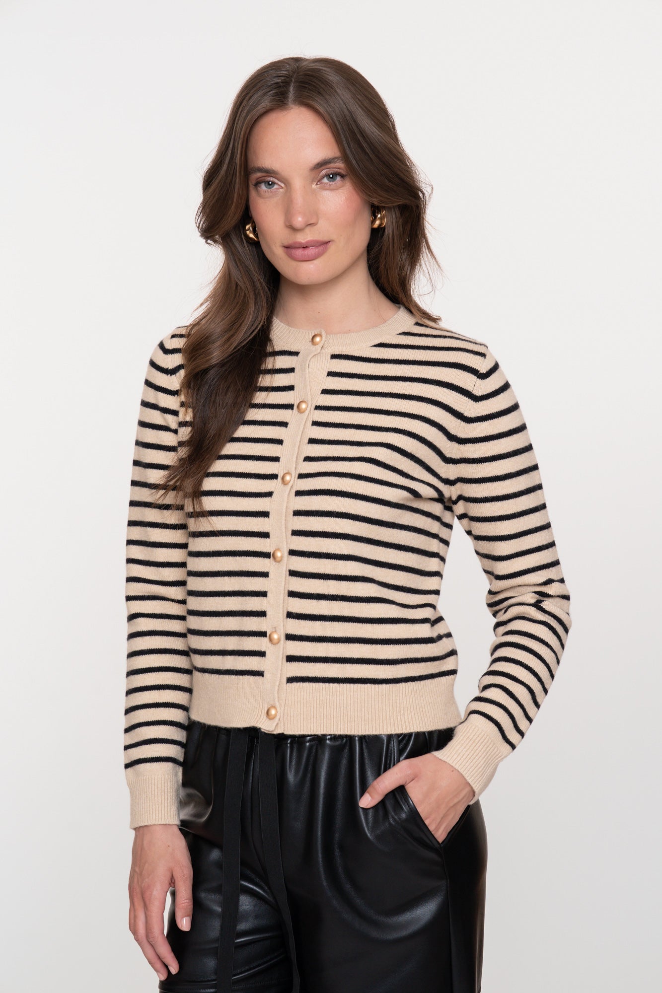 Geisha dames klassiek gestreept vest met gouden buttons