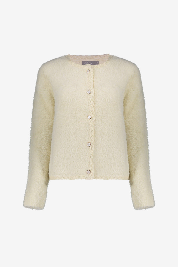 Geisha dames zachte gebreide cardigan met knoopsluiting