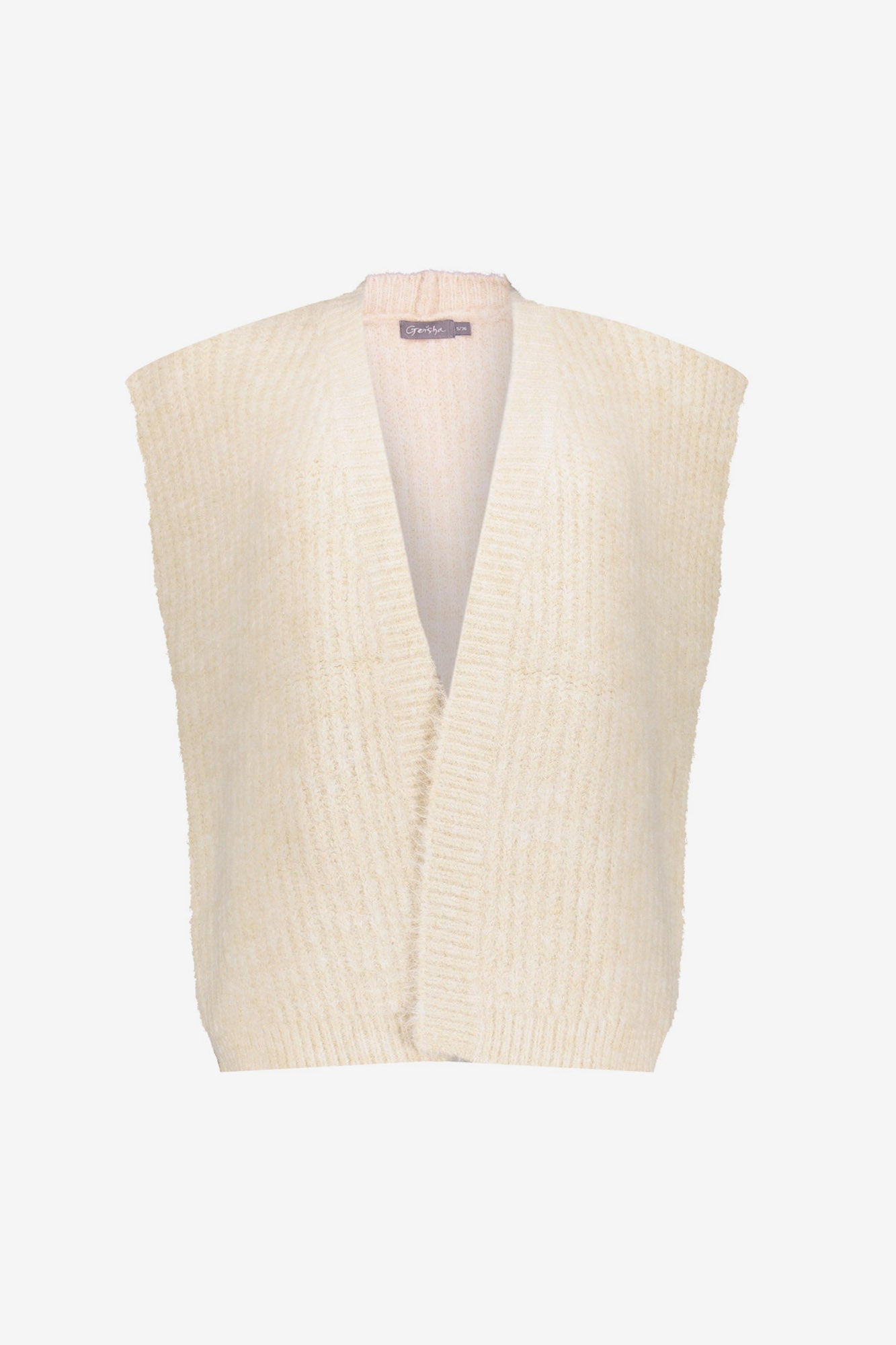 Geisha dames gebreid gilet met open voorzijde in creme