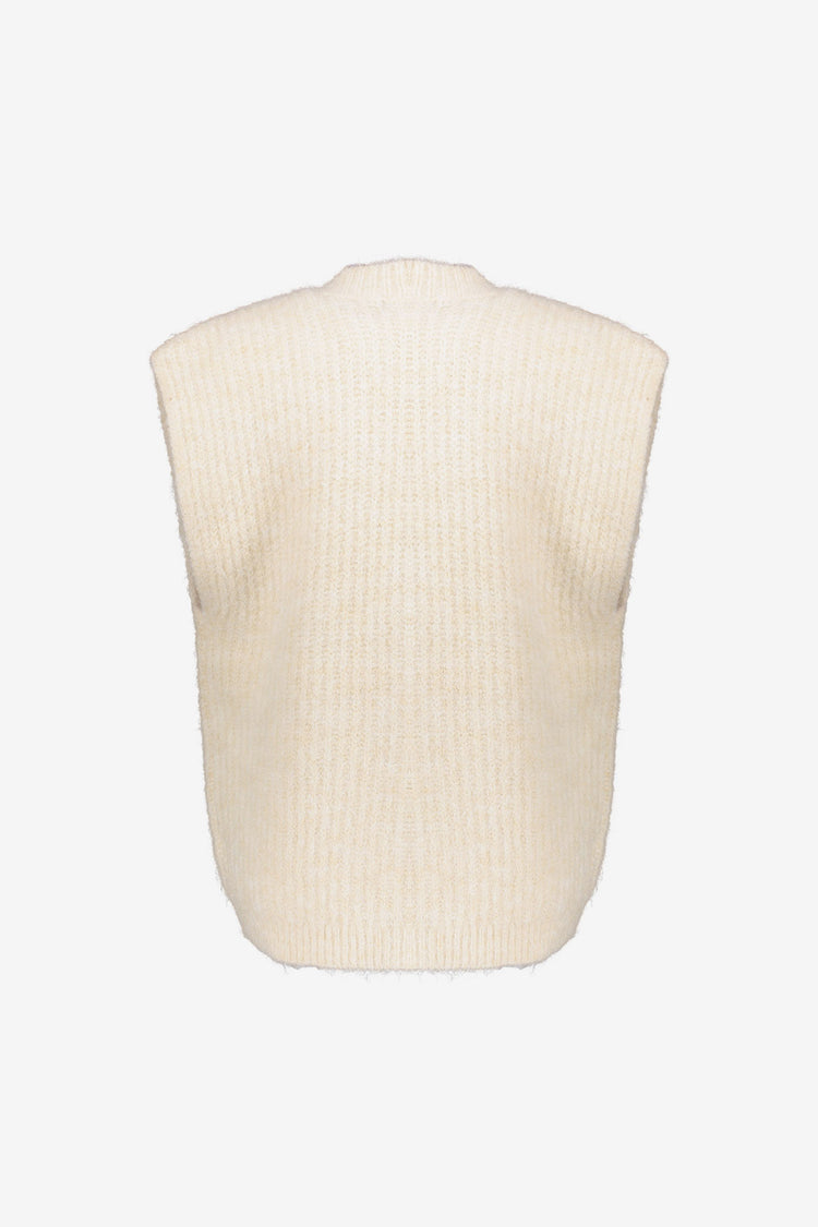 Geisha dames gebreid gilet met open voorzijde in creme