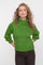Geisha dames groene gebreide trui met hoge colkraag en ribdetails