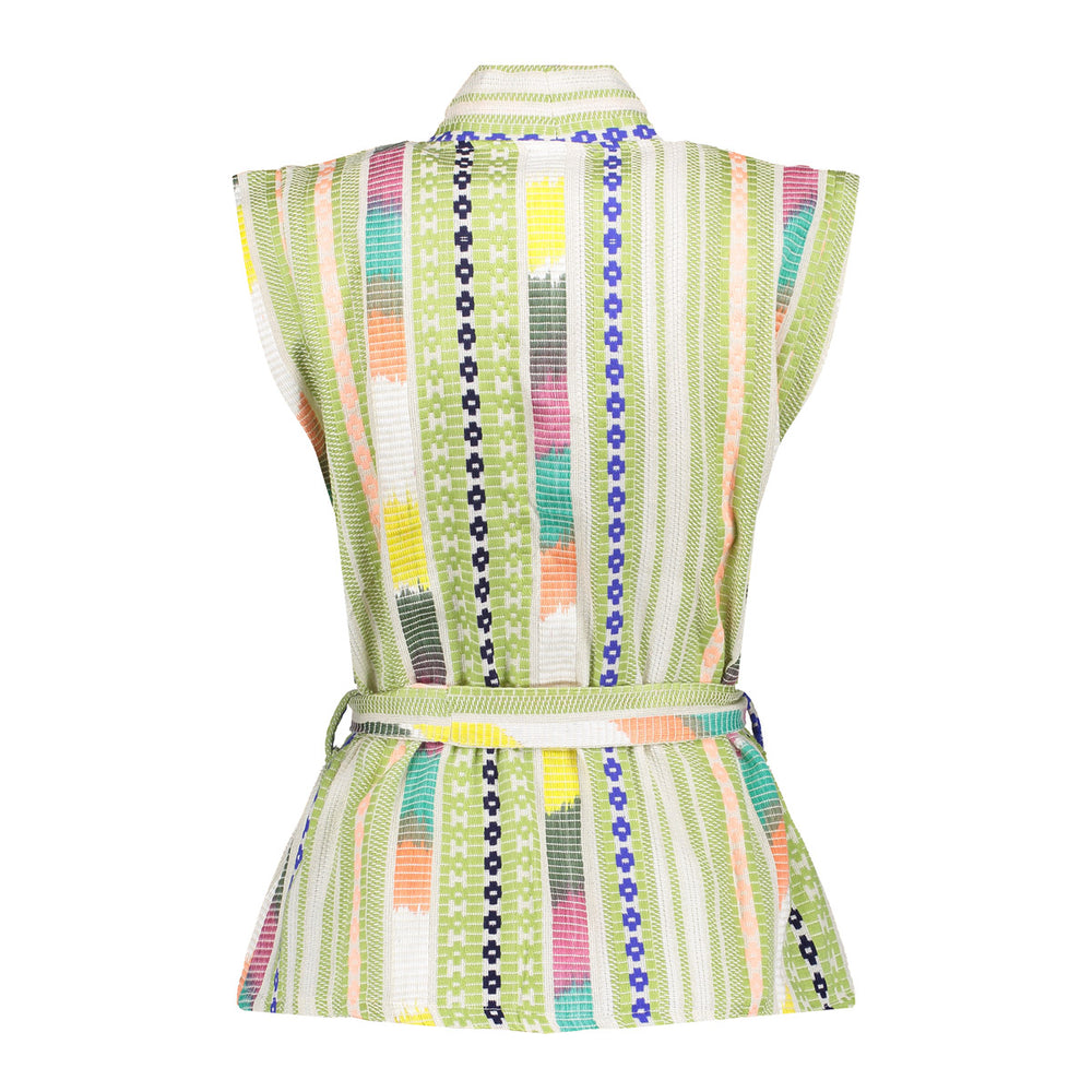 Geisha dames multi-gekleurde gilet met self-fabric ceintuur