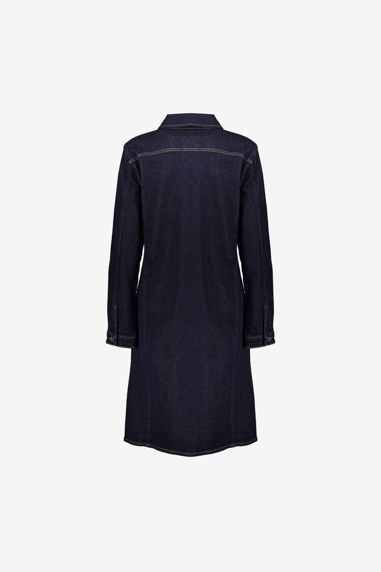 Geisha dames midi denim jurk met opgestikte zakken