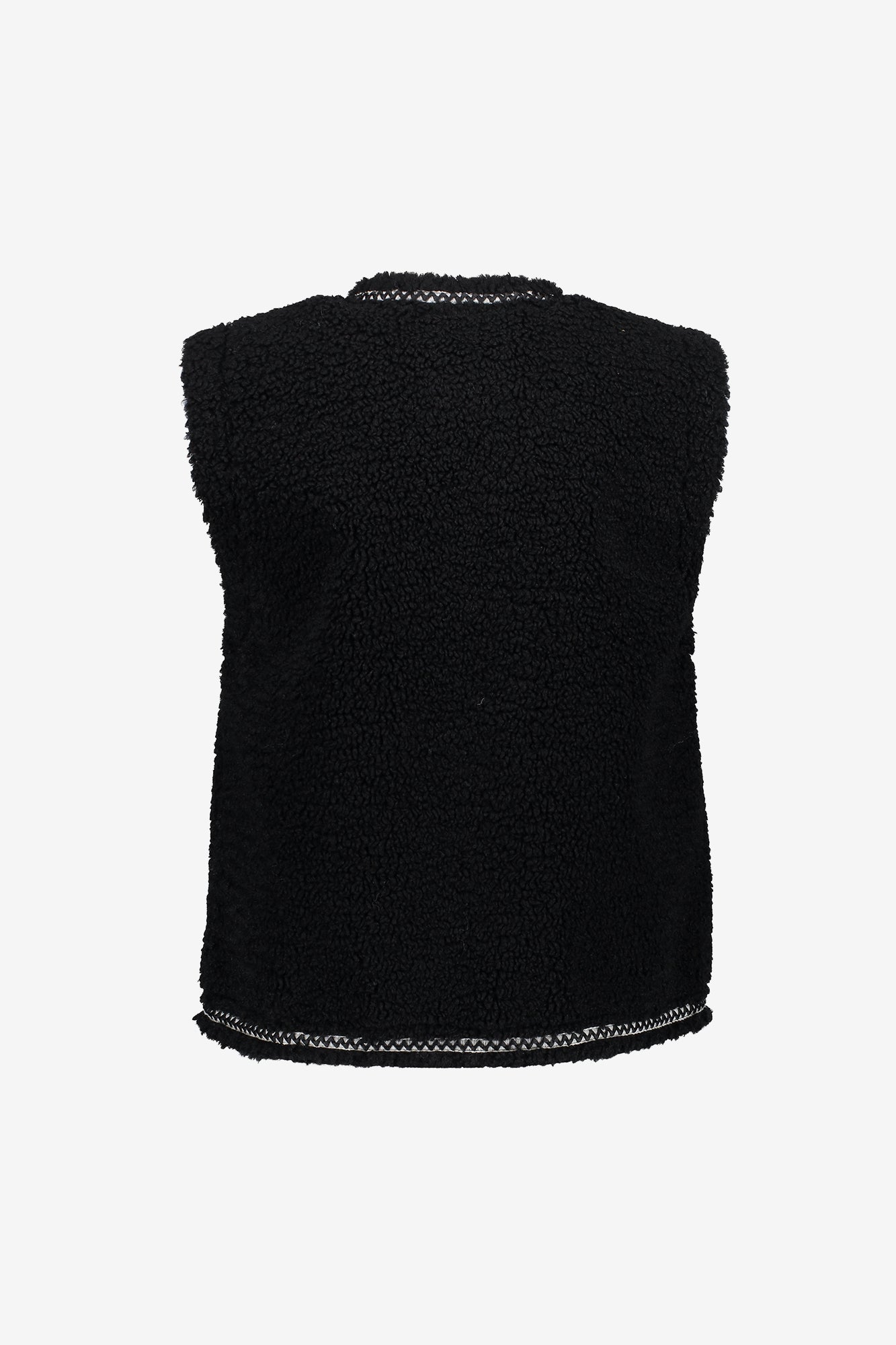 Geisha dames teddy gilet met geweven bies