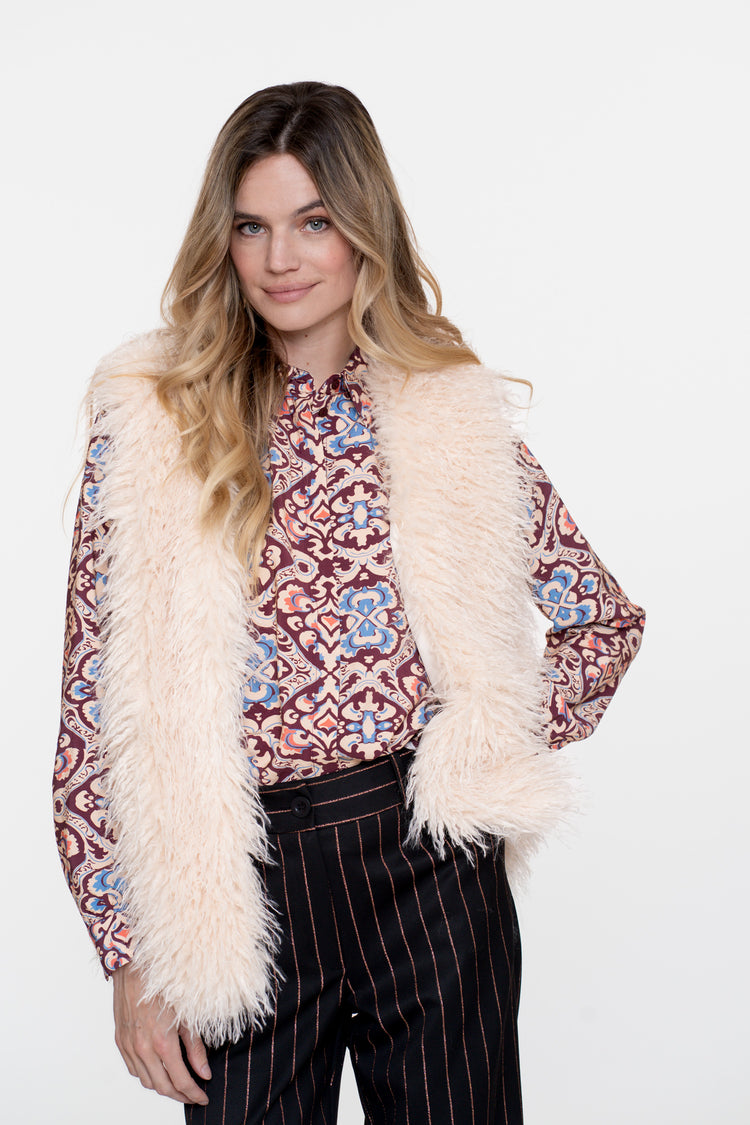 Geisha dames faux furry gilet