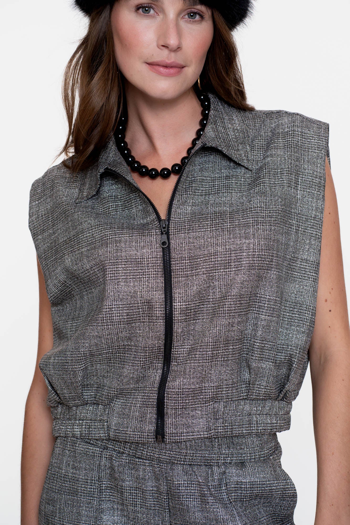 Geisha dames gilet met ruitpatroon
