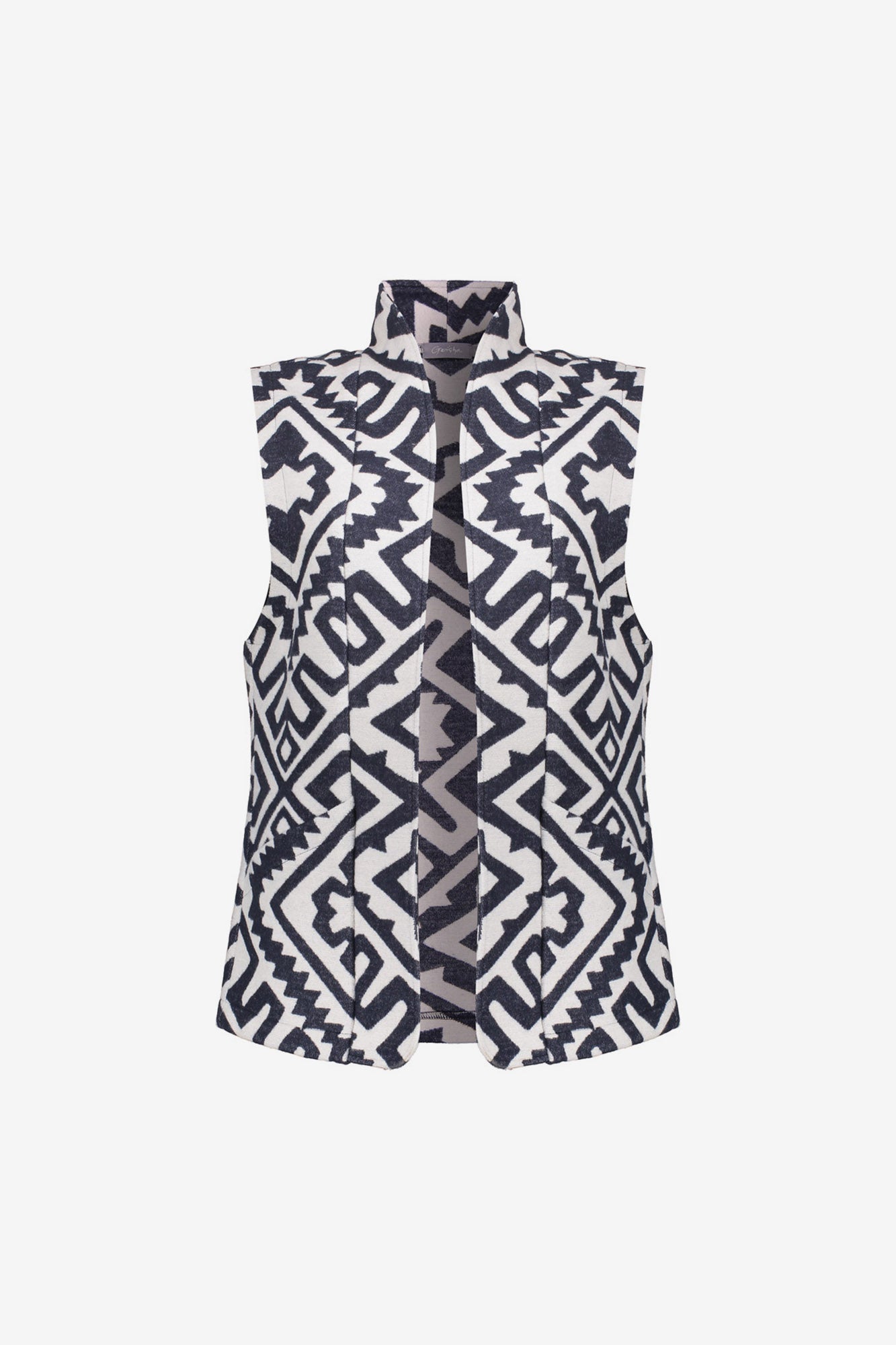 Geisha dames modern layering gilet in zwart-wit