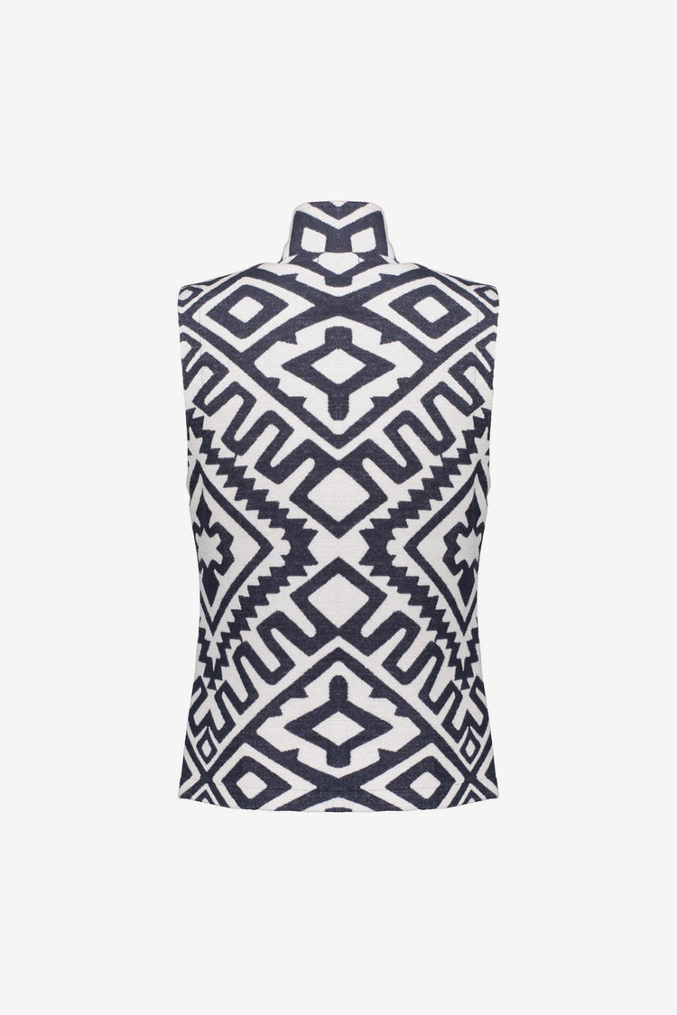 Geisha dames modern layering gilet in zwart-wit