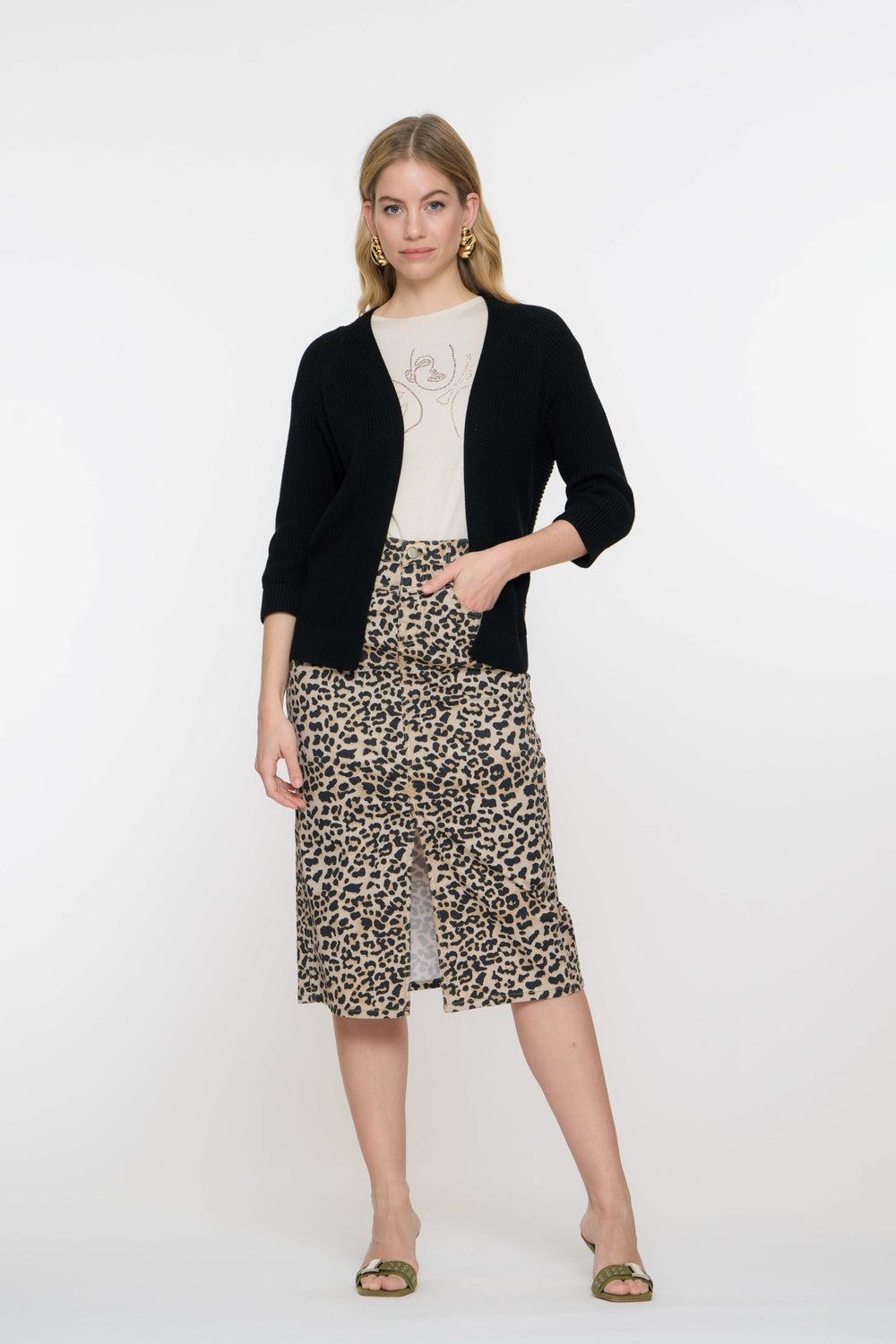 Geisha dames leopard rok met split