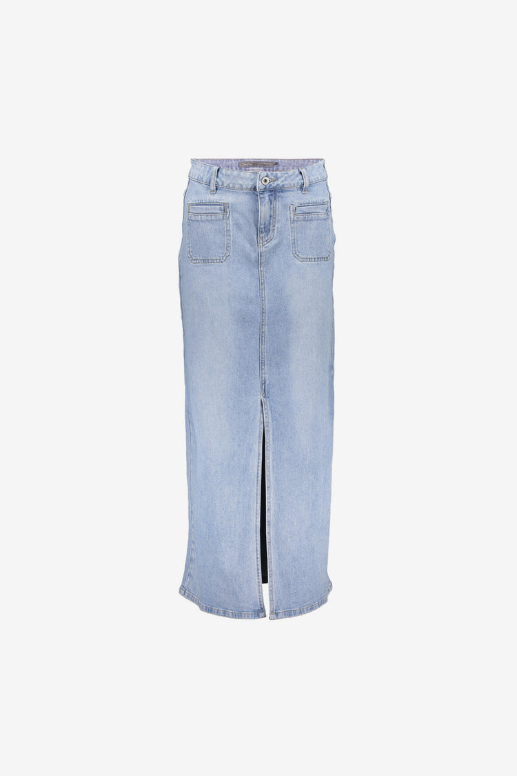 Geisha dames maxi spijkerrok met patch pockets