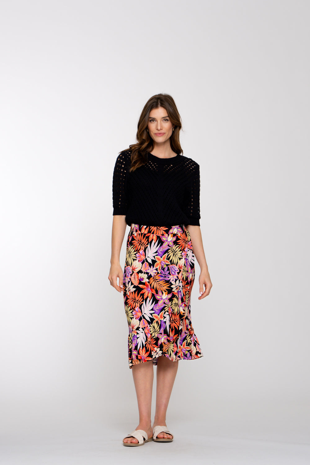 Geisha dames strokenrok met kleurrijke print