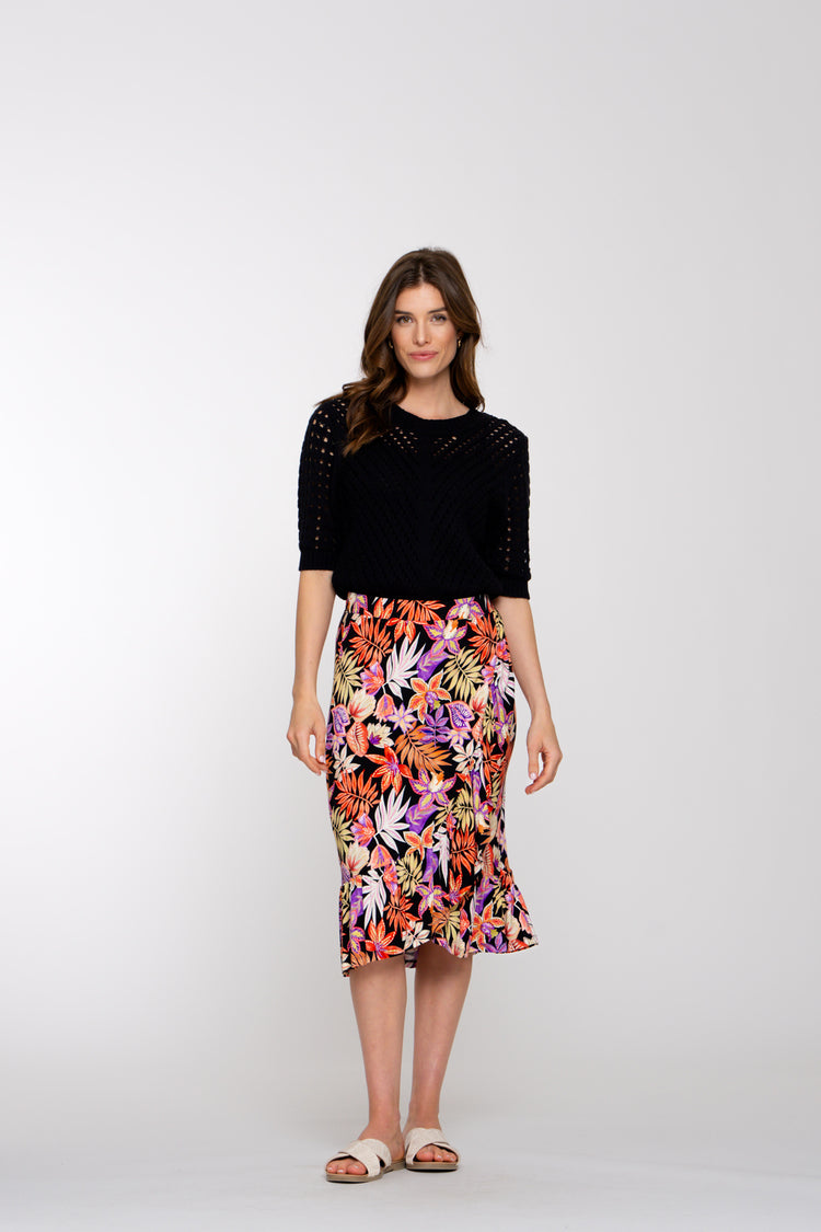Geisha dames strokenrok met kleurrijke print