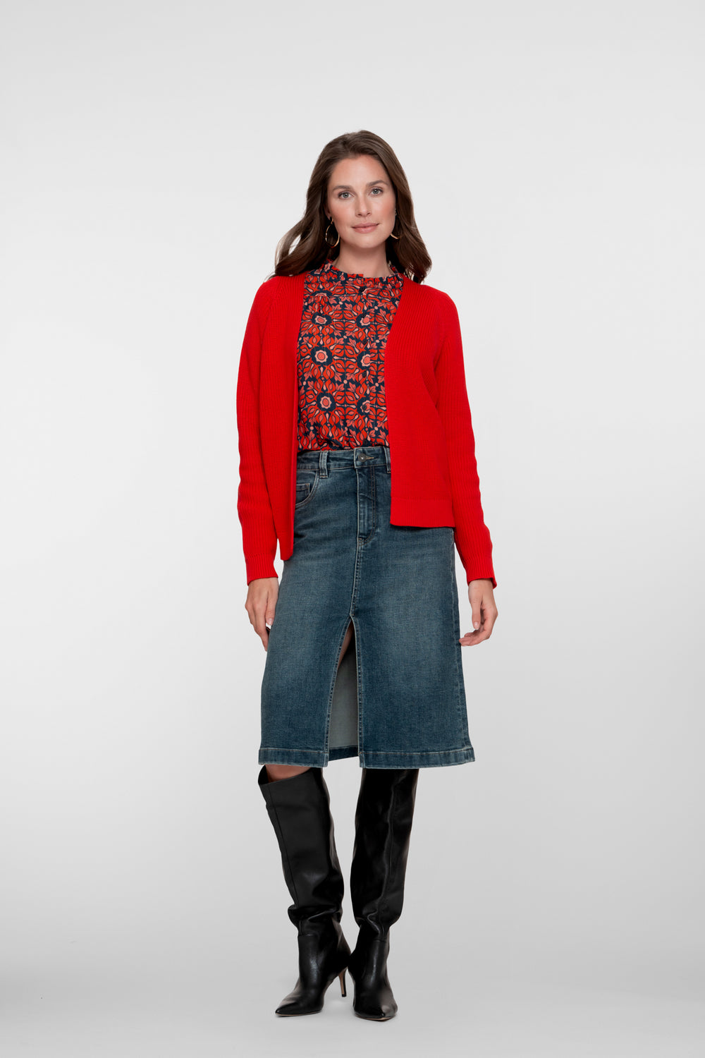 Geisha dames midi denim rok met split