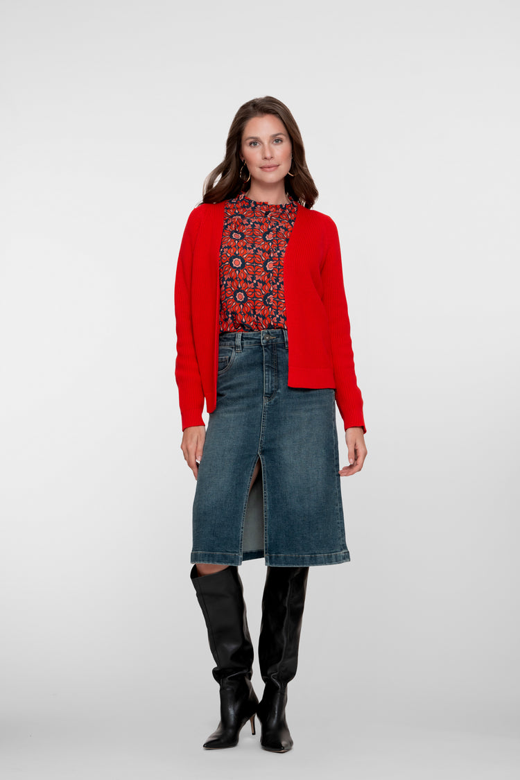 Geisha dames midi denim rok met split