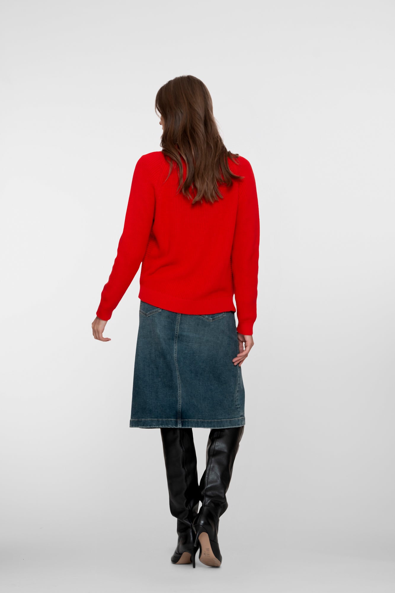 Geisha dames midi denim rok met split