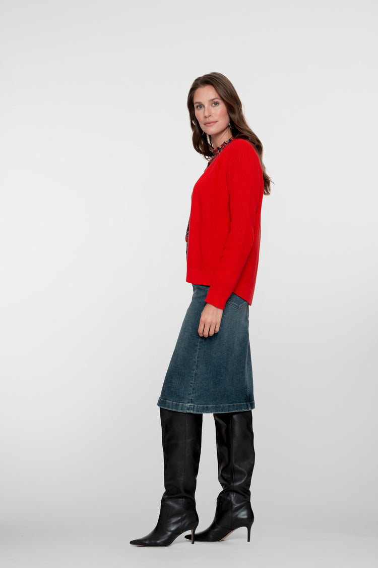 Geisha dames midi denim rok met split