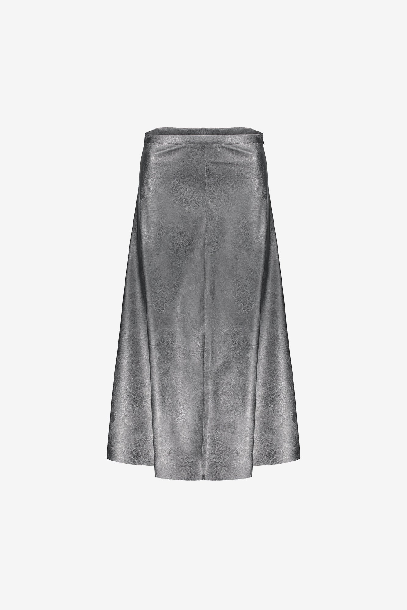 Geisha dames zilveren maxi-rok met leather look
